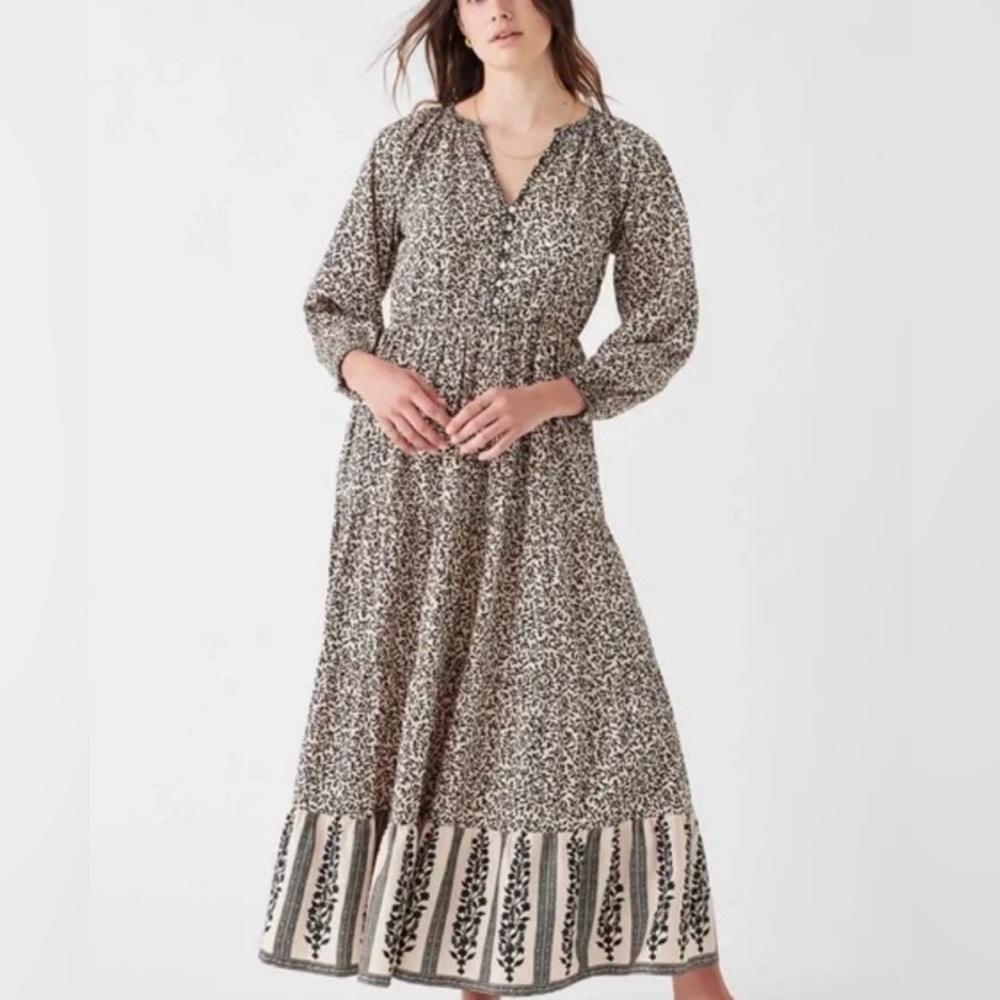 Gray and Black Ruffled Maxi Dress